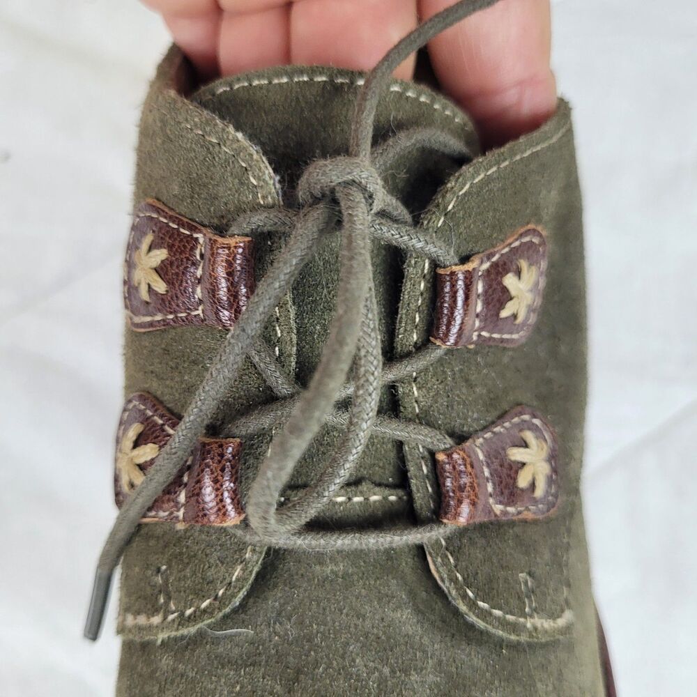 Sofft Camila Wedge lace-up leather booties 7.5M Olive green contrast stitching - Picture 6 of 11